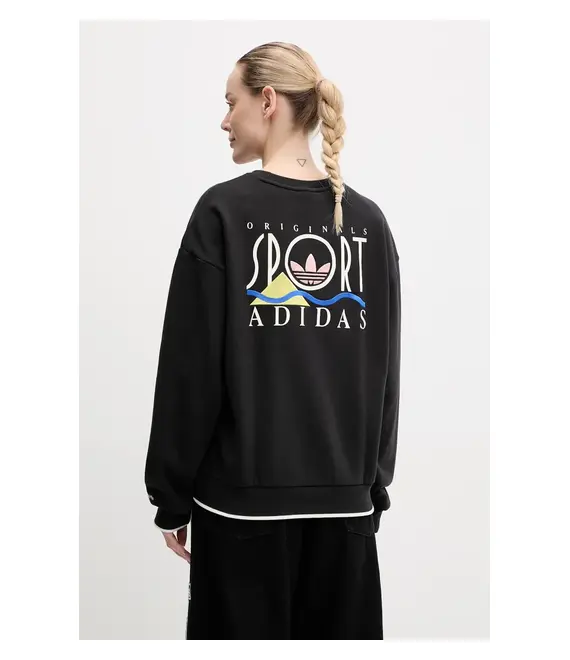 Βαμβακερή μπλούζα adidas Originals Graphic Sweat γυναικεία, χρώμα: μαύρο, JD1810