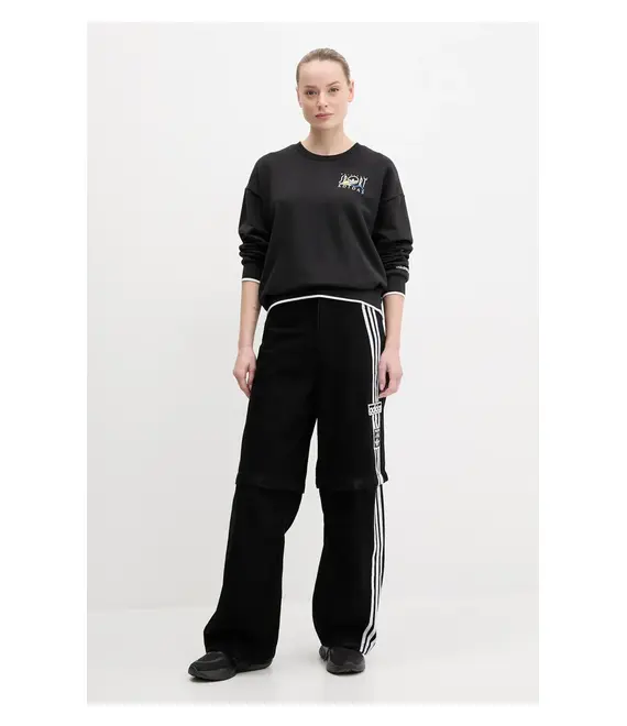 Βαμβακερή μπλούζα adidas Originals Graphic Sweat γυναικεία, χρώμα: μαύρο, JD1810