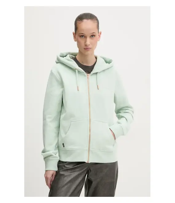 Βαμβακερή μπλούζα Superdry γυναικεία, χρώμα: πράσινο, με κουκούλα, W2012358A-1WM