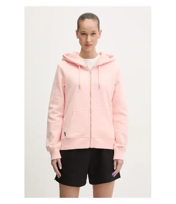 Βαμβακερή μπλούζα Superdry γυναικεία, χρώμα: ροζ, με κουκούλα, W2012358A-2LY