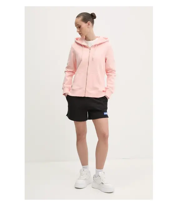 Βαμβακερή μπλούζα Superdry γυναικεία, χρώμα: ροζ, με κουκούλα, W2012358A-2LY