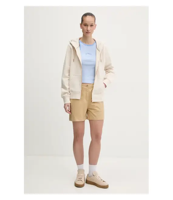 Μπλούζα Superdry χρώμα: μπεζ, με κουκούλα, W2012422A-9VP
