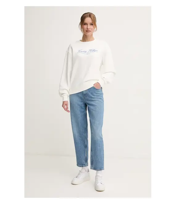 Βαμβακερή μπλούζα Tommy Hilfiger γυναικεία, χρώμα: άσπρο, WW0WW45430