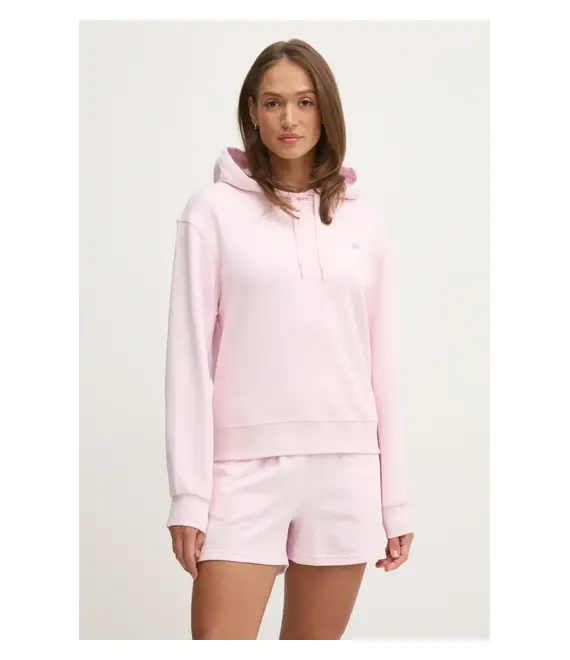 Βαμβακερή μπλούζα Tommy Hilfiger γυναικεία, χρώμα: ροζ, με κουκούλα, WW0WW45979