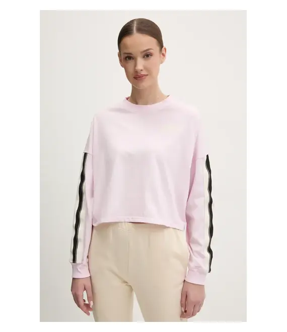 Βαμβακερή μπλούζα με μακριά μανίκια Dkny χρώμα: ροζ, DP5T1226
