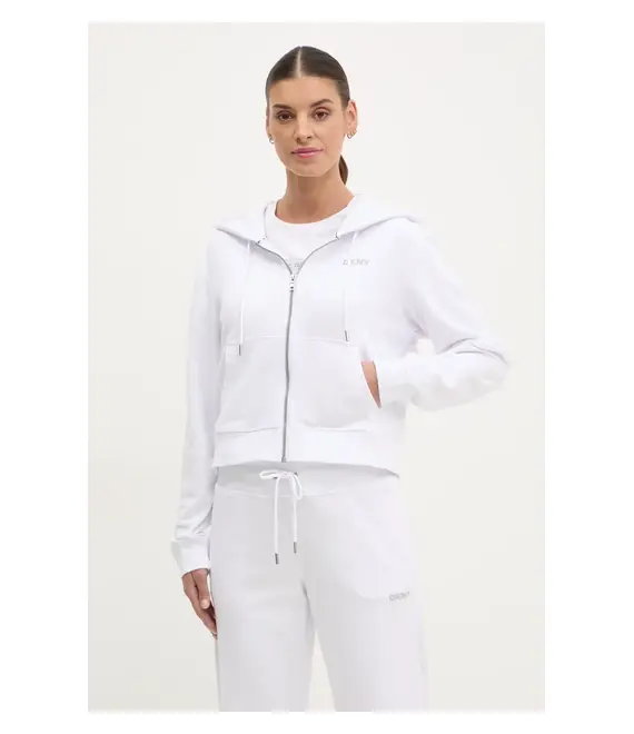 Μπλούζα Dkny χρώμα: άσπρο, με κουκούλα, DP5J9588