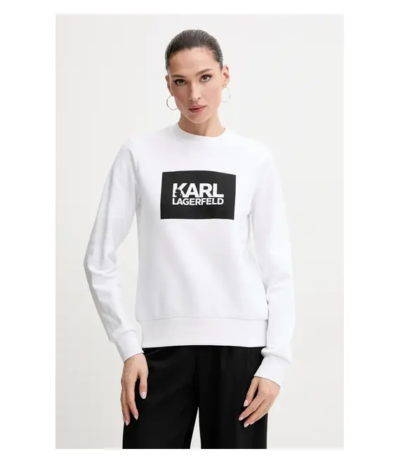 Βαμβακερή μπλούζα Karl Lagerfeld γυναικεία, χρώμα: άσπρο, ASW20006