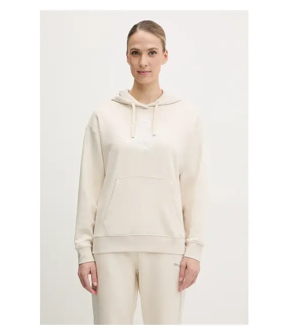 Μπλούζα Puma χρώμα: μπεζ, με κουκούλα, 684983