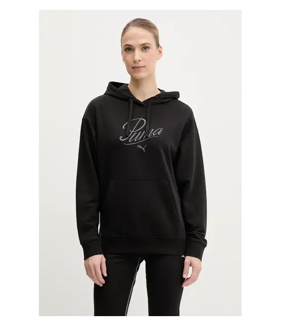 Μπλούζα Puma χρώμα: μαύρο, με κουκούλα, 684983