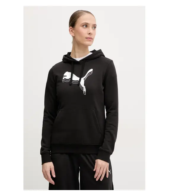 Μπλούζα Puma χρώμα: μαύρο, με κουκούλα, 684997