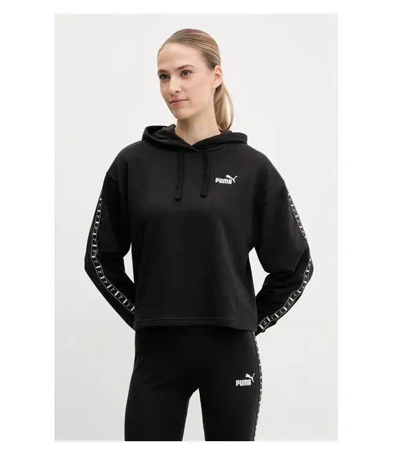 Μπλούζα Puma χρώμα: μαύρο, με κουκούλα, 685011