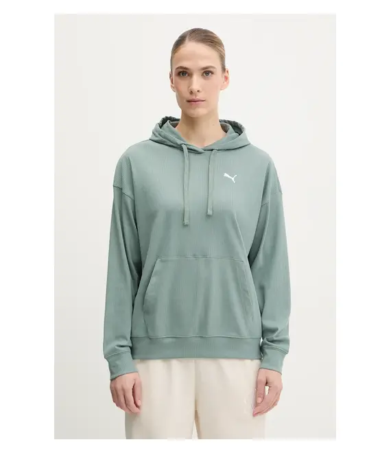 Μπλούζα Puma χρώμα: πράσινο, με κουκούλα, 685023