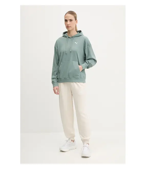 Μπλούζα Puma χρώμα: πράσινο, με κουκούλα, 685023