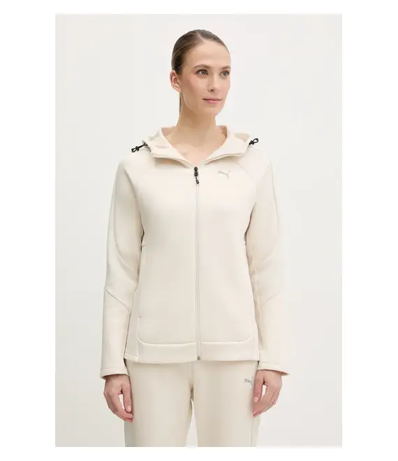 Μπλούζα Puma χρώμα: μπεζ, με κουκούλα, 685050