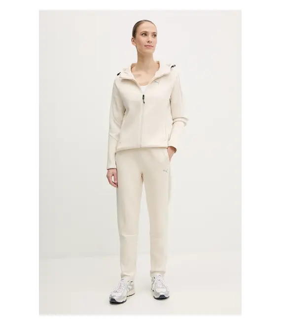 Μπλούζα Puma χρώμα: μπεζ, με κουκούλα, 685050
