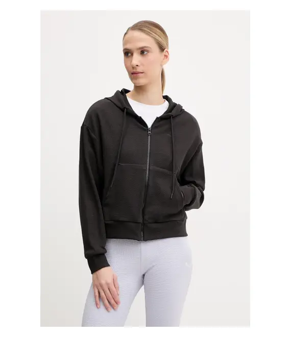 Μπλούζα Puma χρώμα: μαύρο, με κουκούλα, 685056