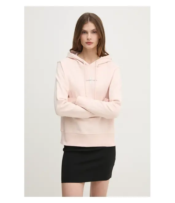 Μπλούζα Calvin Klein Jeans χρώμα: ροζ, με κουκούλα, J20J225358