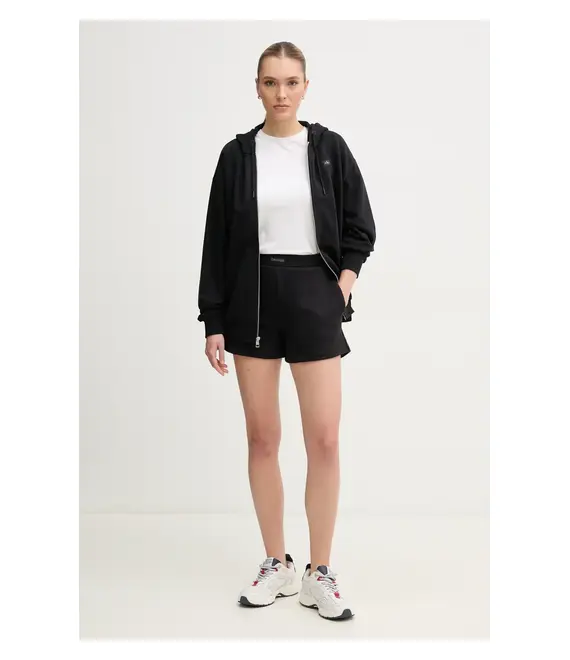 Βαμβακερή μπλούζα Calvin Klein Jeans γυναικεία, χρώμα: μαύρο, με κουκούλα, J20J225367