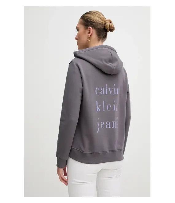 Μπλούζα Calvin Klein Jeans χρώμα: γκρι, με κουκούλα, J20J225365