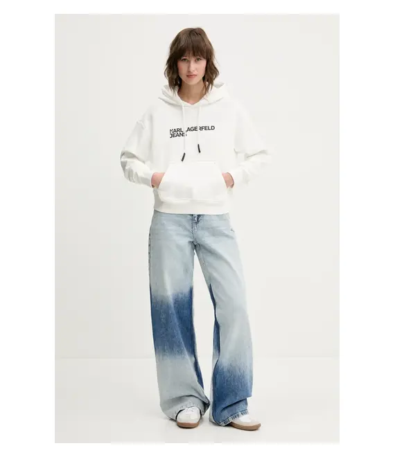 Μπλούζα Karl Lagerfeld Jeans χρώμα: άσπρο, με κουκούλα, A2W20053