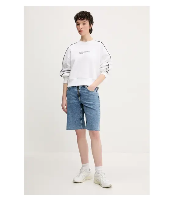 Βαμβακερή μπλούζα Karl Lagerfeld Jeans γυναικεία, χρώμα: άσπρο, A2W20016