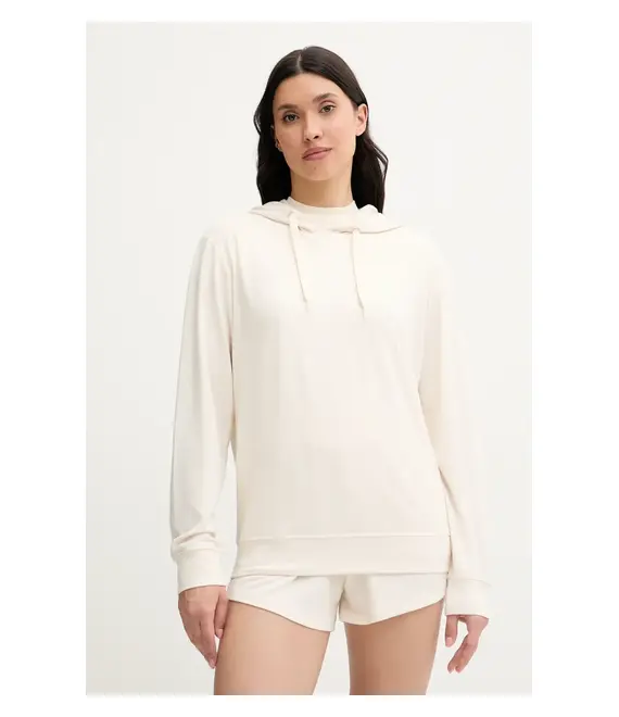 Μπλούζα Guess LUCIA χρώμα: μπεζ, με κουκούλα, O5GQ00 KCQP2
