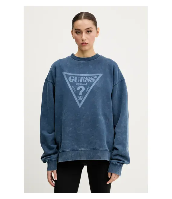 Βαμβακερή μπλούζα Guess Originals γυναικεία, χρώμα: μπλε, M5GQ35 K68I4