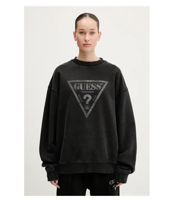 Βαμβακερή μπλούζα Guess Originals γυναικεία, χρώμα: μαύρο, M5GQ35 K68I4