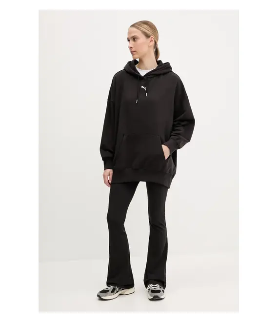 Μπλούζα Puma χρώμα: μαύρο, με κουκούλα, 629751