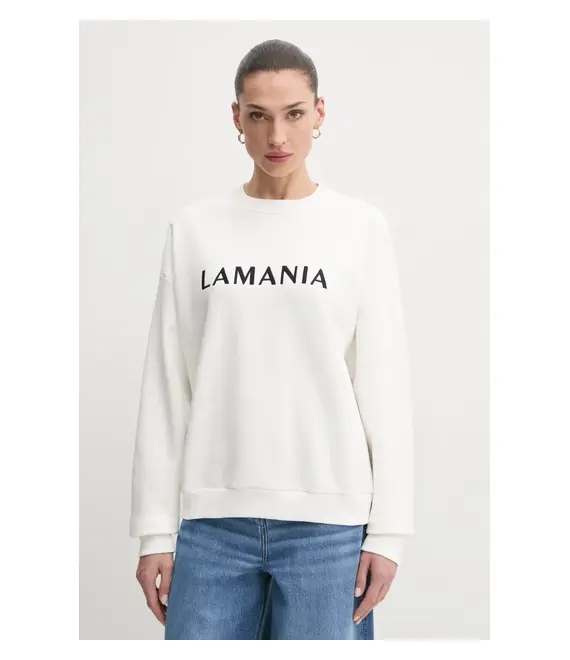 Βαμβακερή μπλούζα La Mania γυναικεία, χρώμα: άσπρο, CHILL