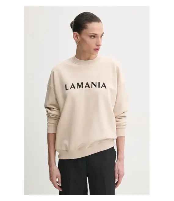 Βαμβακερή μπλούζα La Mania γυναικεία, χρώμα: μπεζ, CHILL