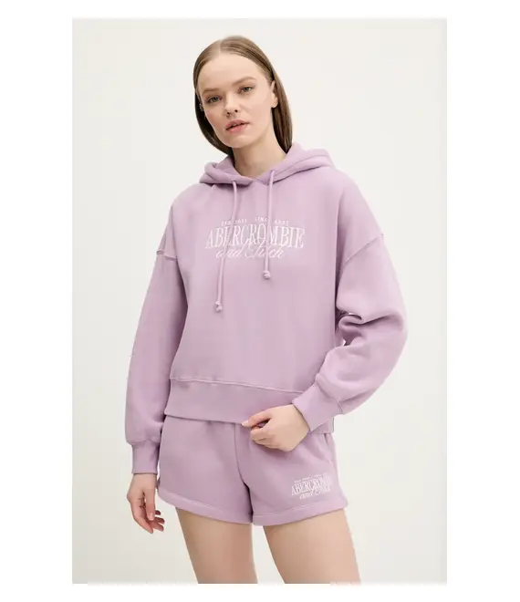 Μπλούζα Abercrombie & Fitch χρώμα: ροζ, με κουκούλα, KI185-5022