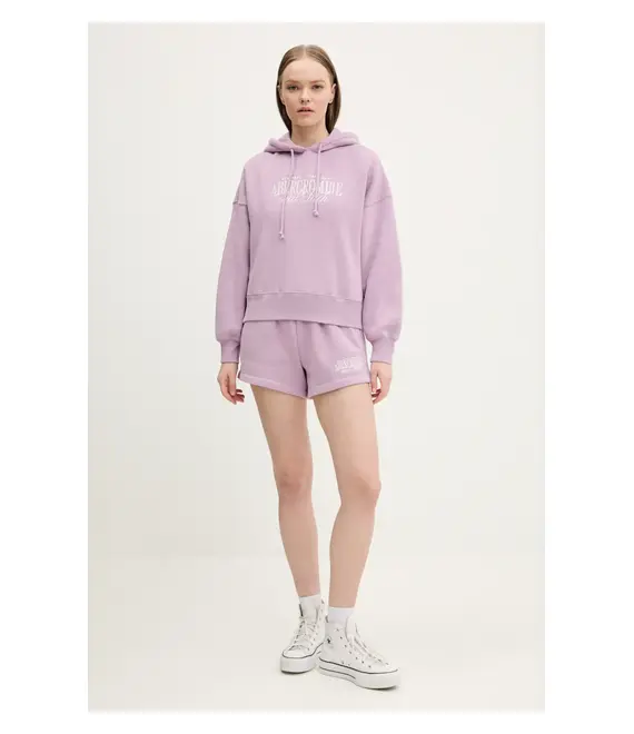 Μπλούζα Abercrombie & Fitch χρώμα: ροζ, με κουκούλα, KI185-5022