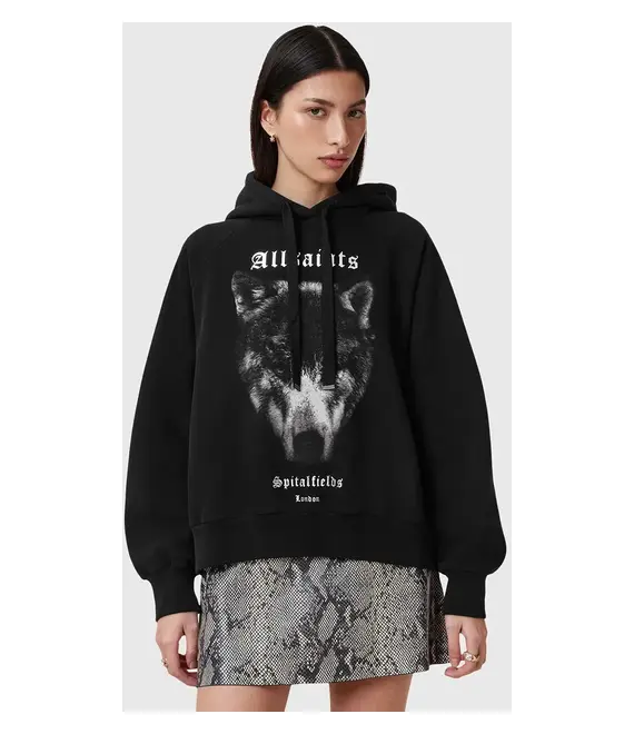 Μπλούζα AllSaints DAWN TALON χρώμα: μαύρο, με κουκούλα, W017JC