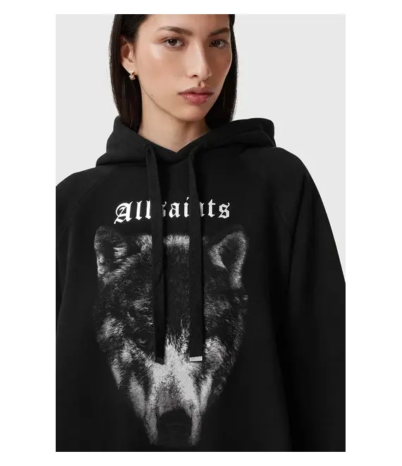 Μπλούζα AllSaints DAWN TALON χρώμα: μαύρο, με κουκούλα, W017JC