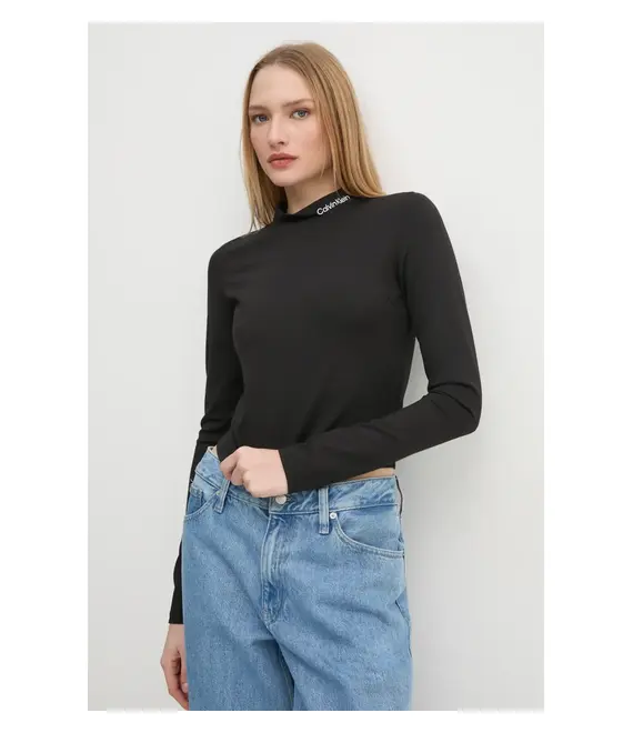 Μακρυμάνικο Calvin Klein Jeans χρώμα: μαύρο, J20J224763