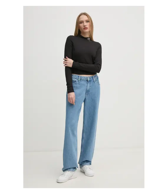 Μακρυμάνικο Calvin Klein Jeans χρώμα: μαύρο, J20J224763