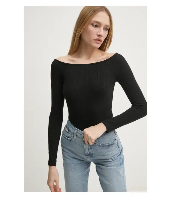 Μακρυμάνικο Calvin Klein Jeans χρώμα: μαύρο, J20J224992