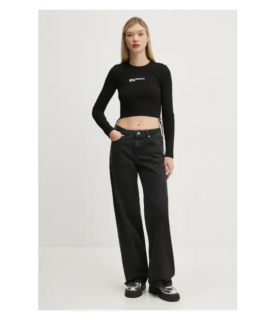 Μακρυμάνικο Karl Lagerfeld Jeans χρώμα: μαύρο, A1W17037