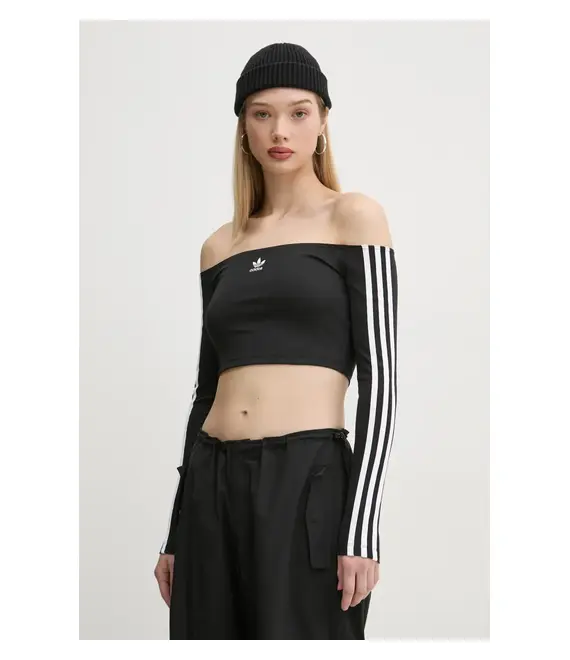 Μακρυμάνικο adidas Originals Off Shoulder χρώμα: μαύρο, JD0274