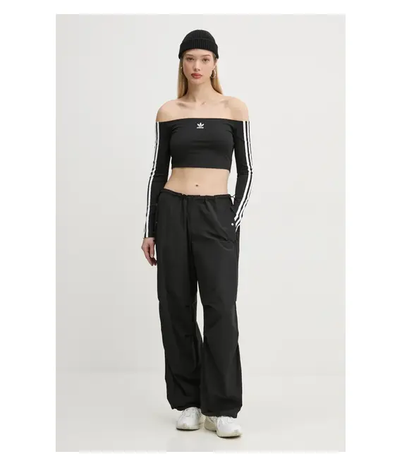 Μακρυμάνικο adidas Originals Off Shoulder χρώμα: μαύρο, JD0274