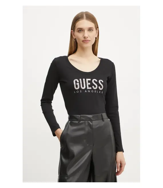 Μακρυμάνικο Guess χρώμα: μαύρο, W5RI66 I3Z14