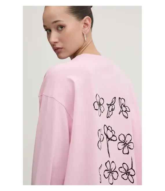 Βαμβακερή μπλούζα με μακριά μανίκια Moschino Jeans χρώμα: ροζ, 1208 3229