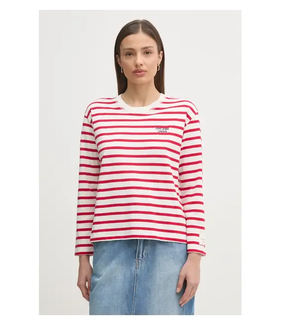 Βαμβακερή μπλούζα με μακριά μανίκια Pepe Jeans RIO χρώμα: κόκκινο, PL506018