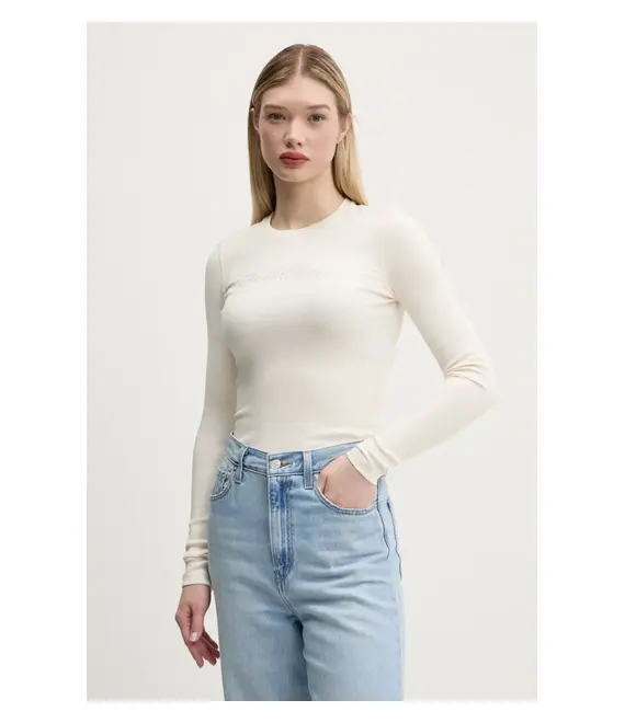Μακρυμάνικο Guess Originals χρώμα: μπεζ, W5RP40 KA0H1