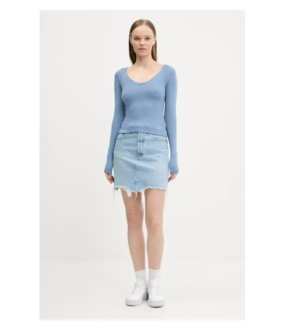 Μακρυμάνικο Tommy Jeans χρώμα: μπλε, DW0DW20236