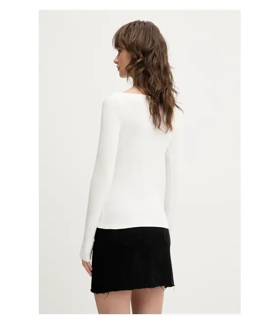 Μακρυμάνικο Tommy Jeans χρώμα: άσπρο, DW0DW21350