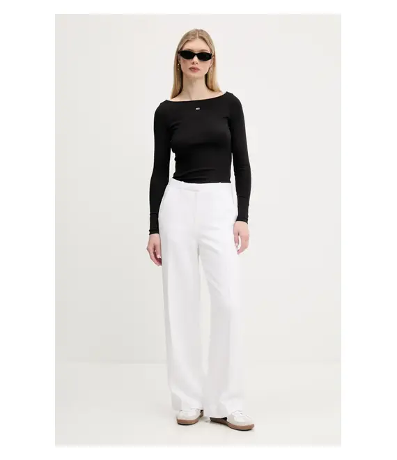 Μακρυμάνικο Tommy Jeans χρώμα: μαύρο, DW0DW21350