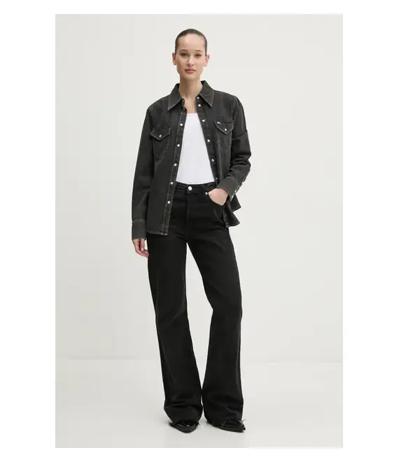 Βαμβακερό πουκάμισο Tommy Jeans χρώμα: γκρι, DW0DW20179