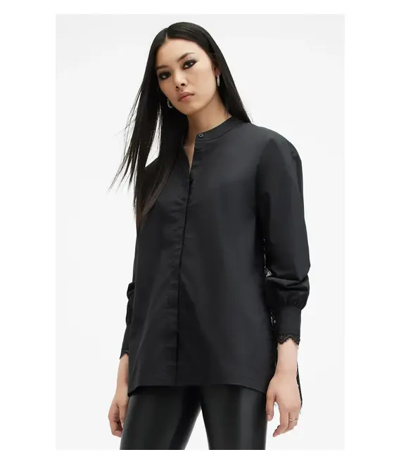 Πουκάμισο AllSaints ETHEL LACE χρώμα: μαύρο, W085PB